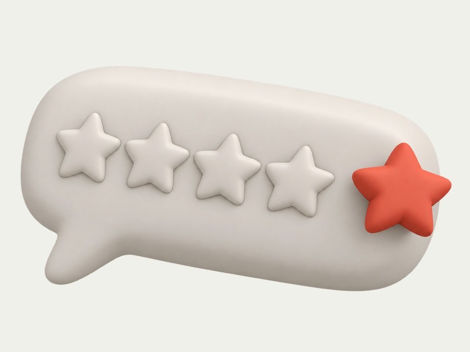 A patient review with five stars shared as a post